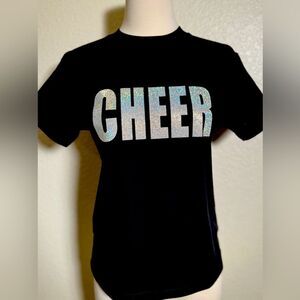 BLING CHEER T SHIRT SILVER BLACK